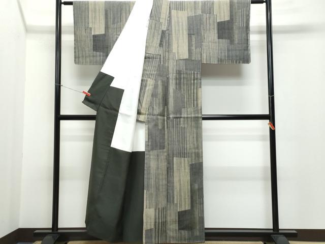 平和屋着物●上質な紬　縞　正絹　逸品　CAAR8141vf