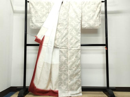 平和屋着物●本場大島紬 白大島 7マルキ 扇面文 正絹 逸品 CAAR8147vf
