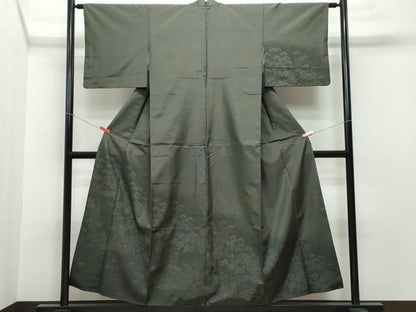 平和屋着物●訪問着 紬地 風景草花文 三越扱い 正絹 逸品 CAAR8149vf