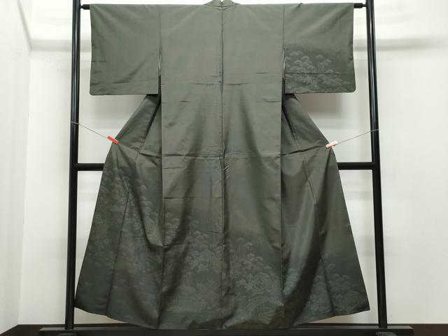 平和屋着物●訪問着 紬地 風景草花文 三越扱い 正絹 逸品 CAAR8149vf