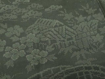 平和屋着物●訪問着 紬地 風景草花文 三越扱い 正絹 逸品 CAAR8149vf