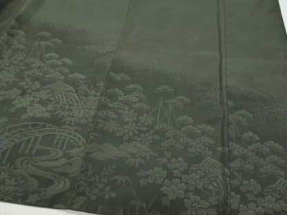 平和屋着物●訪問着 紬地 風景草花文 三越扱い 正絹 逸品 CAAR8149vf