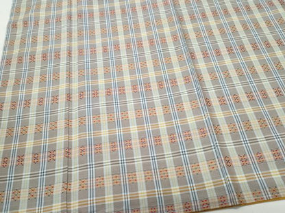 平和屋着物●上質な紬 　格子柄　正絹　逸品　未使用　CAAR8188vf