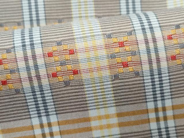 平和屋着物●上質な紬 　格子柄　正絹　逸品　未使用　CAAR8188vf