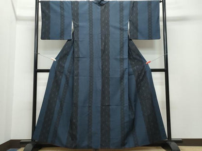 平和屋着物●本塩沢　麻の葉文様　正絹　逸品　CAAR8189vf
