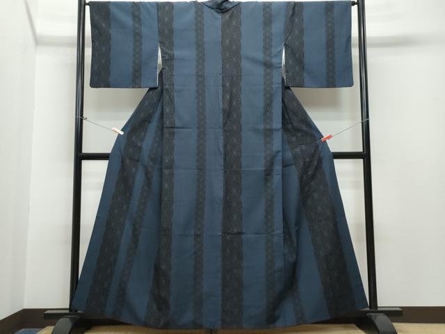 平和屋着物●本塩沢　麻の葉文様　正絹　逸品　CAAR8189vf
