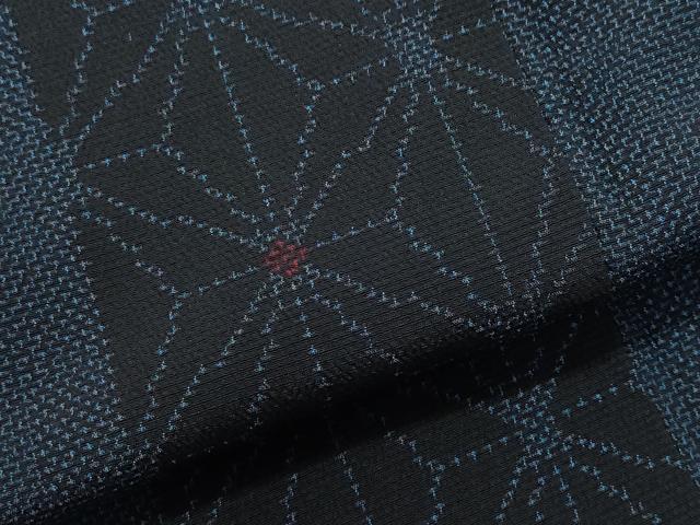 平和屋着物●本塩沢　麻の葉文様　正絹　逸品　CAAR8189vf