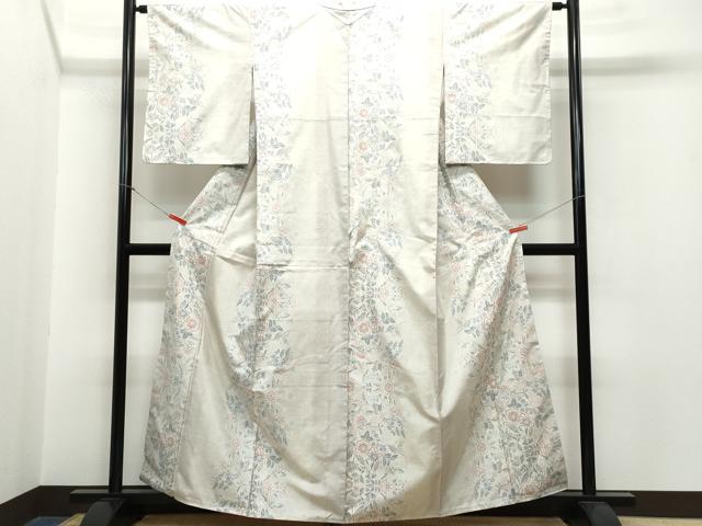 平和屋着物●都喜ヱ門　本場大島紬　白大島　9マルキ　更紗花唐草文　藤絹織物謹製　正絹　逸品　未使用　CAAR8202vf