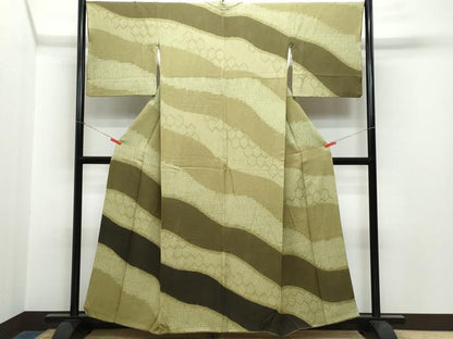 平和屋着物●訪問着　絞り　道長亀甲文　正絹　逸品　CAAR8207vf
