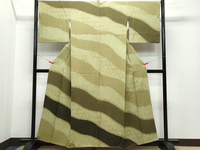 平和屋着物●訪問着　絞り　道長亀甲文　正絹　逸品　CAAR8207vf