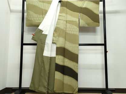 平和屋着物●訪問着　絞り　道長亀甲文　正絹　逸品　CAAR8207vf