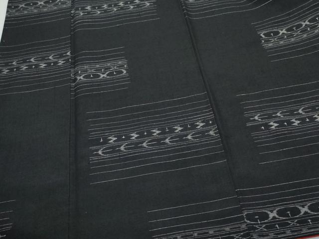 平和屋着物●上質な紬　絣文様　正絹　逸品　CAAR8209vf