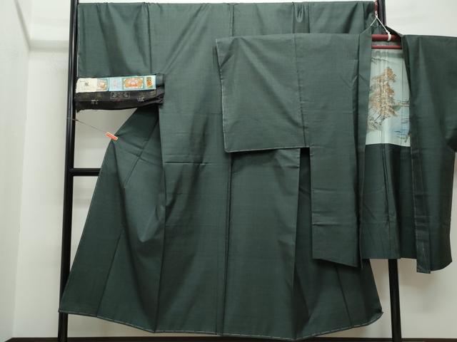 平和屋着物●男性　本場大島紬　アンサンブル　前山織物謹製　草木染　160亀甲 総詰め 証紙付き キングサイズ 正絹 逸品 未使用 CAAR8219vf
