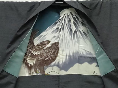 平和屋着物●男性 紬 アンサンブル 檳榔子染色 正絹 逸品 CAAR8224vf