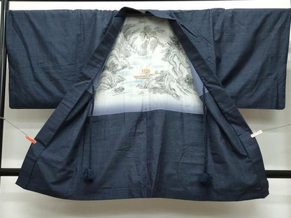 平和屋着物●男性 紬 アンサンブル 80亀甲 正絹 逸品 CAAR8230vf
