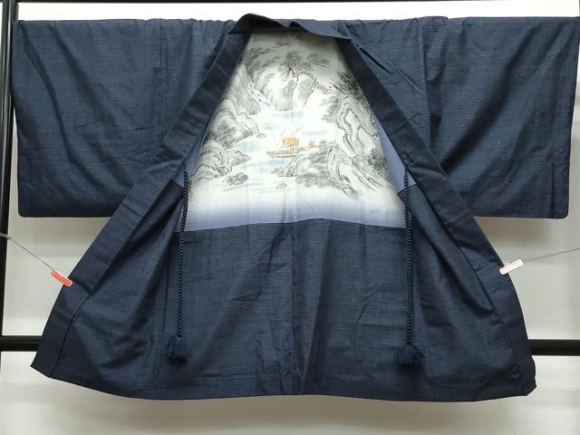 平和屋着物●男性 紬 アンサンブル 80亀甲 正絹 逸品 CAAR8230vf