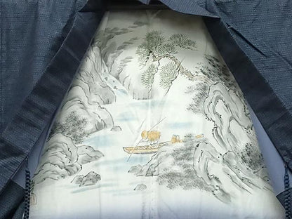 平和屋着物●男性 紬 アンサンブル 80亀甲 正絹 逸品 CAAR8230vf
