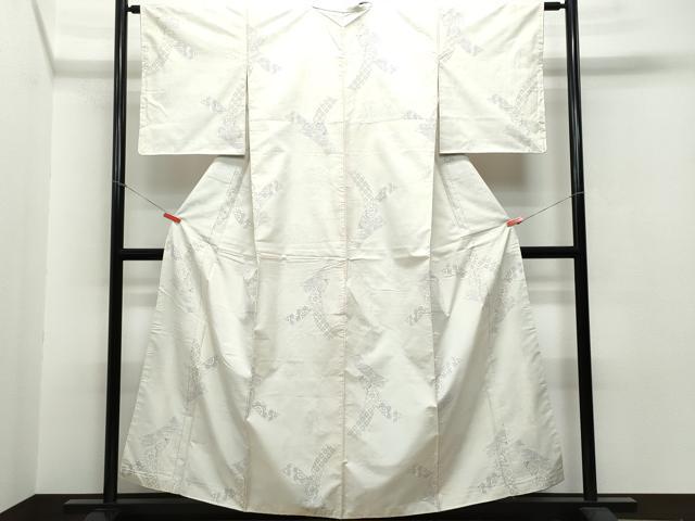 平和屋着物●本場大島紬 白大島 9マルキ 徳田幸夫作 短冊花文 証紙付き 正絹 逸品 CAAR8262vf