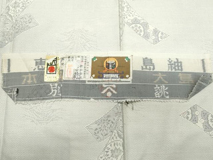 平和屋着物●本場大島紬 白大島 9マルキ 徳田幸夫作 短冊花文 証紙付き 正絹 逸品 CAAR8262vf