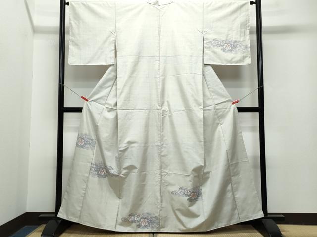 平和屋着物●訪問着 本場大島紬 白大島 草花文 正絹 逸品 CAAR8267vf