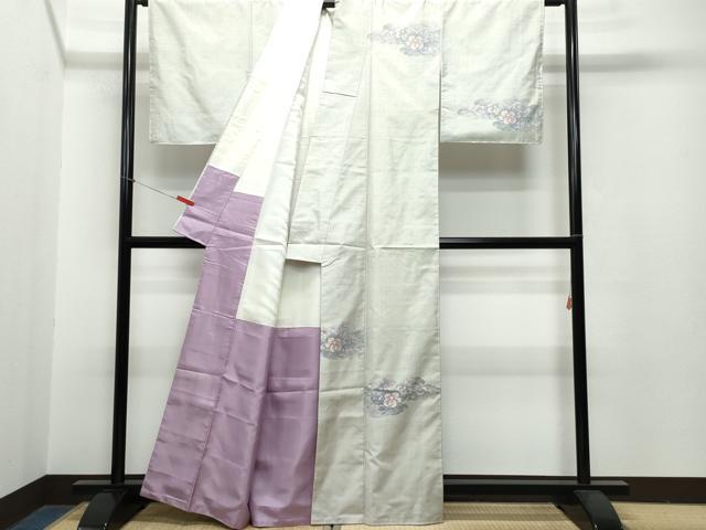 平和屋着物●訪問着 本場大島紬 白大島 草花文 正絹 逸品 CAAR8267vf