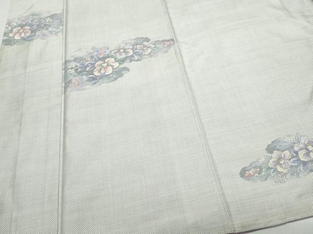 平和屋着物●訪問着 本場大島紬 白大島 草花文 正絹 逸品 CAAR8267vf
