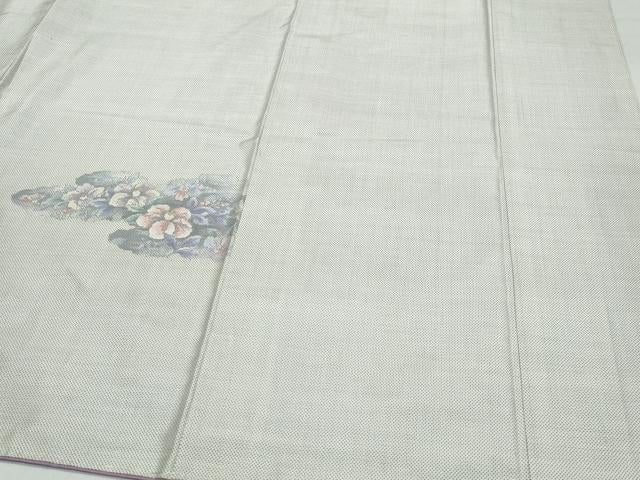 平和屋着物●訪問着 本場大島紬 白大島 草花文 正絹 逸品 CAAR8267vf