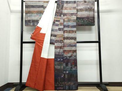 平和屋着物●訪問着　小千谷紬　百柄　正絹　逸品　CAAR8275vf