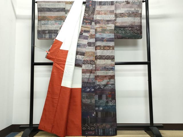 平和屋着物●訪問着　小千谷紬　百柄　正絹　逸品　CAAR8275vf
