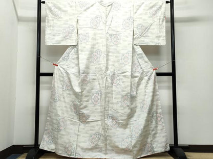 平和屋着物●本場大島紬 白大島 総絣 絵皿花文 正絹 逸品 CAAR8285vf