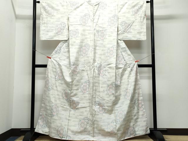 平和屋着物●本場大島紬 白大島 総絣 絵皿花文 正絹 逸品 CAAR8285vf