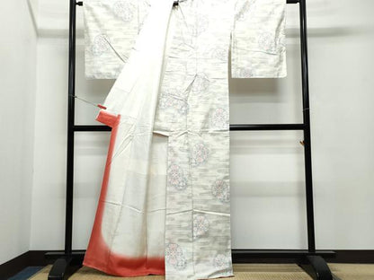 平和屋着物●本場大島紬 白大島 総絣 絵皿花文 正絹 逸品 CAAR8285vf