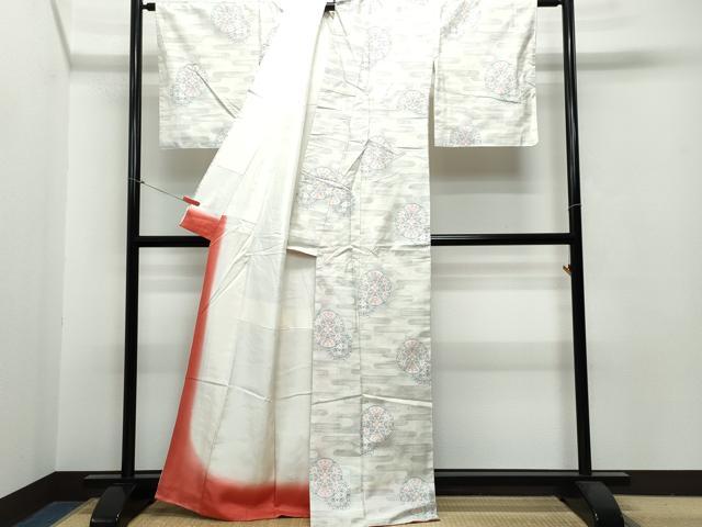 平和屋着物●本場大島紬 白大島 総絣 絵皿花文 正絹 逸品 CAAR8285vf