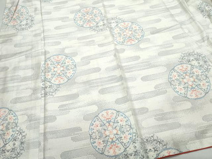 平和屋着物●本場大島紬 白大島 総絣 絵皿花文 正絹 逸品 CAAR8285vf
