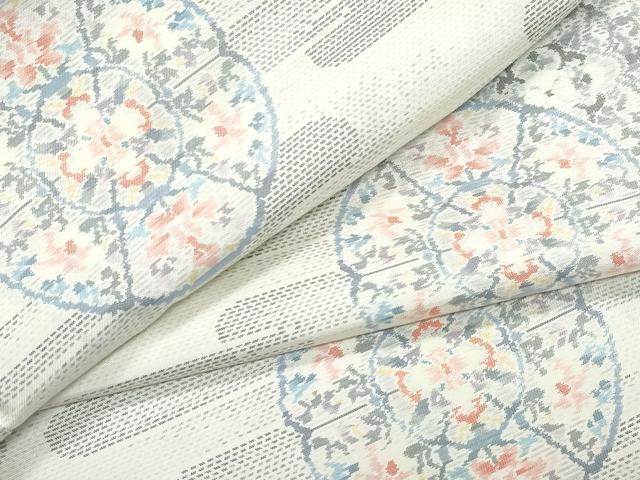 平和屋着物●本場大島紬 白大島 総絣 絵皿花文 正絹 逸品 CAAR8285vf