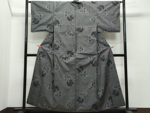 平和屋着物●本場大島紬 7マルキ 草花文 正絹 逸品 CAAR8287vf