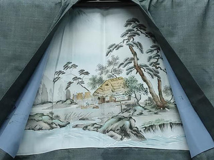 平和屋着物●男性　本場大島紬　アンサンブル　100亀甲　総詰め　証紙付き　正絹　逸品　CAAR8290vf
