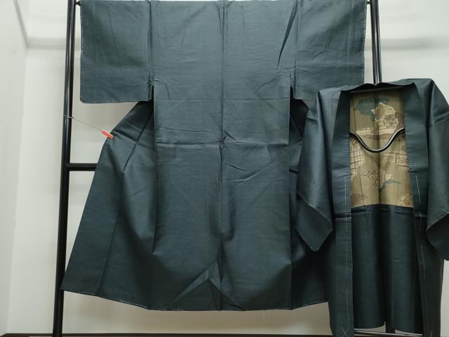 平和屋着物●男性 紬 アンサンブル 亀甲柄 正絹 逸品 CAAR8295vf