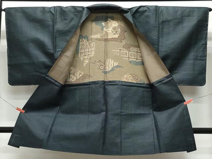 平和屋着物●男性 紬 アンサンブル 亀甲柄 正絹 逸品 CAAR8295vf