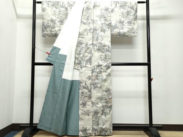 平和屋着物●本場大島紬 白大島 7マルキ 総絣 風景草木文 正絹 逸品 CAAR8296vf