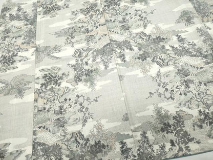 平和屋着物●本場大島紬 白大島 7マルキ 総絣 風景草木文 正絹 逸品 CAAR8296vf
