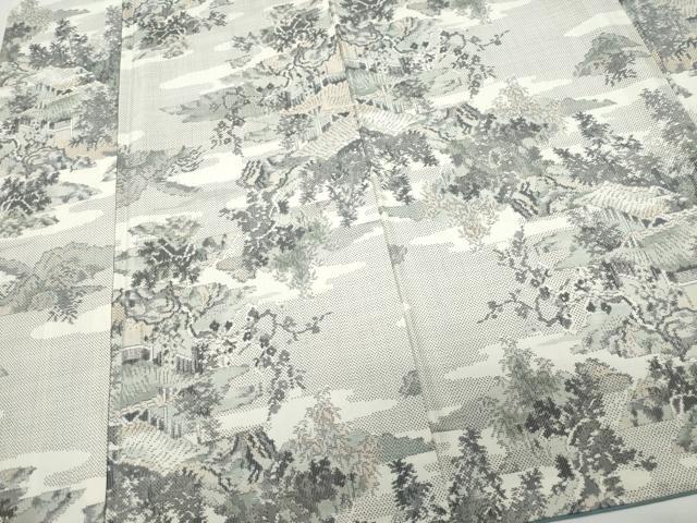 平和屋着物●本場大島紬 白大島 7マルキ 総絣 風景草木文 正絹 逸品 CAAR8296vf
