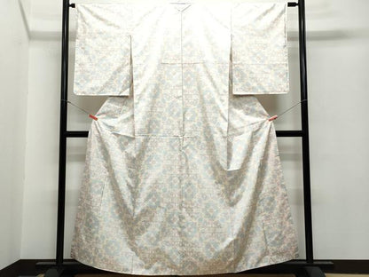 平和屋着物●本場大島紬 白大島 吉祥花文 正絹 逸品 CAAR8299vf