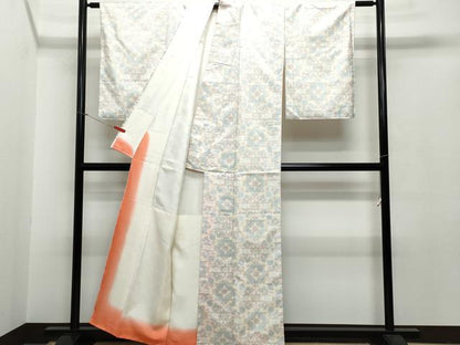 平和屋着物●本場大島紬 白大島 吉祥花文 正絹 逸品 CAAR8299vf