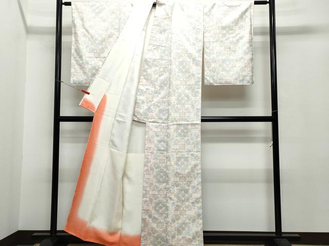 平和屋着物●本場大島紬 白大島 吉祥花文 正絹 逸品 CAAR8299vf