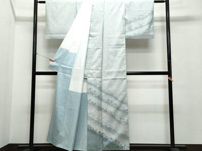 平和屋着物●訪問着 本場染大島紬 草花シルエット 正絹 逸品 CAAR8310vf