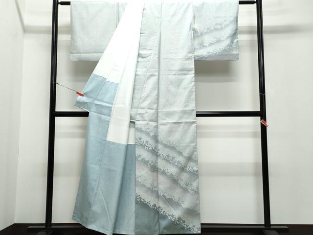平和屋着物●訪問着 本場染大島紬 草花シルエット 正絹 逸品 CAAR8310vf