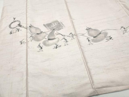 平和屋着物●訪問着　作家物　紬地　瓢箪　河童　正絹　逸品　CAAR8350vf