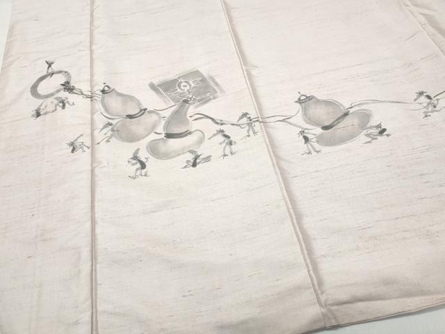 平和屋着物●訪問着　作家物　紬地　瓢箪　河童　正絹　逸品　CAAR8350vf