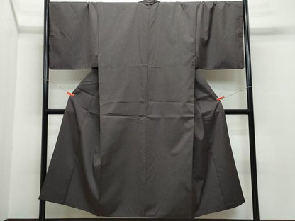 平和屋着物●男性 お召 格子柄 キングサイズ 正絹 逸品 CAAR8368vf